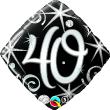 Ballon Alu Carré impression chiffres "40" noir argent et blanc en 18" 45cm
