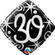 Ballon Alu Carré impression chiffres "30" noir argent et blanc en 18" 45cm