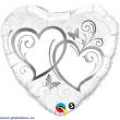 Ballon Alu Qualatex forme de coeur blanc marquage Argent 91 cm