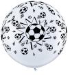 Ballon Qualatex Blanc impression Ballon de football noire 3' 90cm