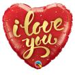 Ballon alu Coeur 18 " (46 cm ) " LOVE "I Love You Gold Script