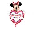 Ballon alu Forme de Coeur avec Minnie "Happy Birthday" personnalisable