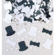 Confettis de Table Chapeaux Haut de Forme et Nœuds Papillons Noir et Blanc petites étoiles argent  Sachet de 14gr
