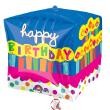 Ballon Alu Anagram en forme de Cube " happy birthday " 38 X 40 cm