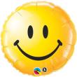 Ballon Alu Forme Ronde Impression "SMILE" Jaune 45cm (18")Qualatex