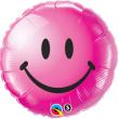 Ballon Alu Forme Ronde Impression "SMILE" Rose 45cm (18")Qualatex