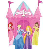 Ballon Alu forme de Ch&acirc;teau des Princesses Disney 1er Anniversaire