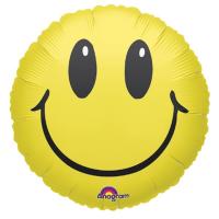 Ballon Alu Anagram Forme Ronde Impression SMILE Jaune  18 45 cm