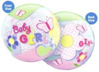 Ballon BUBBLES Qualatex 56cm de diam&egrave;tre  Baby Girl  papillon