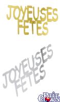 Confettis de table Joyeuses F&ecirc;tes - 2.5 cm x 9 cm - or argent - sachet 10 gr