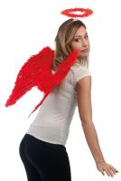 Ailes d&#039;ange plumes Rouges  50 X 50 cm