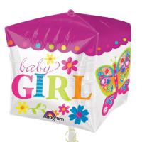 Ballon Alu Anagram en forme de Cube  Baby Girl Flower  38 X 38 cm