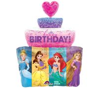 Ballon Alu Forme de G&acirc;teau d&#039;anniversaire des Princesses  Happy Birthday 53 cm X 71 cm