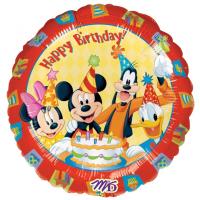 Ballon Alu Rond  Mickey Donald et Pluto  Happy birthday   18 45cm  disney