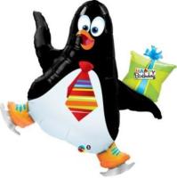 Ballon Alu forme de Pingouin Joyeux anniversaire 104cm