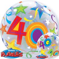 Ballon BUBBLES Qualatex 56cm de diam&egrave;tre Chiffre 40 Anniversaire