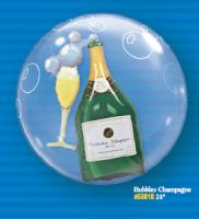 Ballon BUBBLES Qualatex 61cm de diam&egrave;tre bouteille et coupe de champagne