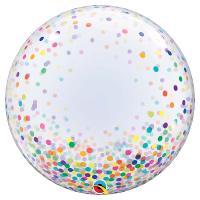 Ballon  Deco Bubble Transparent dots confettis Multicolore en 24 (61cm) &agrave; l&#039;unit&eacute;