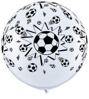 Ballon Qualatex Blanc impression Ballon de football noire 3&#039; 90cm