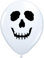 Ballon Qualatex Blanc t&ecirc;te de squelette 5 (12.5cm) Poche de 100 Ballons