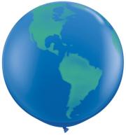 Ballon Qualatex en impression Monde 3&#039; (90cm)