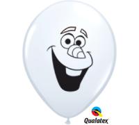 Ballon Qualatex impression Tete d&#039;OLAF la reine des neige  5 (12.5cm)  Poche de 100 Ballons Blanc