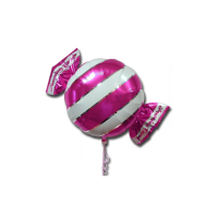 Ballon alu Rond Forme de Bonbon 48 cm FUCHIA  &agrave; rayures