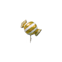 Ballon alu Rond Forme de Bonbon 48 cm JAUNE OR  &agrave; rayures