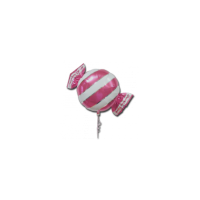 Ballon alu Rond Forme de Bonbon 48 cm ROSE CLAIR  &agrave; rayures