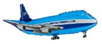 Ballon alu Flexmetal en forme d&#039;Avion style Le Boeing 747 de couleur Bleu Style KLM
