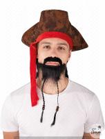 Barbe et moustache de pirate Noire