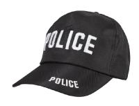 Casquette de policier en tissu noir avec inscription POLICE en blanc