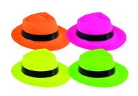 Chapeau Plastique Al Capone Fluo 4 couleurs Assorties