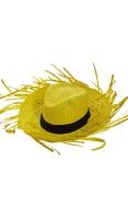 Chapeau de paille pour adulte ruban noire 5 couleurs naturel, bleu, jaune, rose, orange