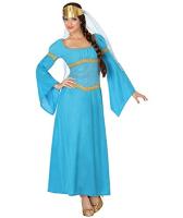 Costume adulte Dame M&eacute;di&eacute;val bleue Taille XS/S, M/L et  XL