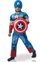 Costume luxe Captain America  Avengers rembourr&eacute; avec bouclier gar&ccedil;on 7/8 ans