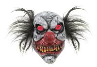 Masque de Clown Fou adulte en latex avec cheveux et yeux lumineux (piles inclus)