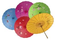 Ombrelle chinoise peinte &agrave; la main - couleurs assorties