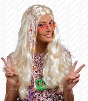Perruque Hippie Femme - Raide Blonde Avec Tresse En Tissu