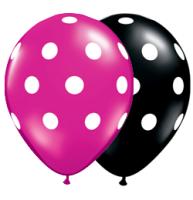 Ballons Qualatex 11  RND  Noir  &amp; Rouge Big polka dots