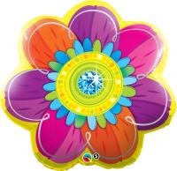 Ballon Alu Qualatex Forme de Fleur Psych&eacute;d&eacute;lique 80cm