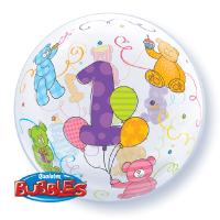Ballon BUBBLES Qualatex 56cm de diam&egrave;tre Chiffre 1 Anniversaire