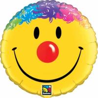Ballon Alu  Forme Ronde Impression SMILE Jaune Avec cheveux Qualatex  36  91cm
