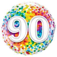 Ballon Alu Rond impression chiffres  90 Confettis 18 45cm