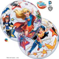 Ballon BUBBLES Qualatex 56cm de diam&egrave;tre Super Hero Girls  Comics QUALATEX