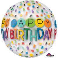 Ballon Transparent ORBZ   Happy Birthday    40 cm