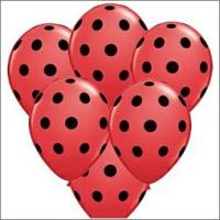 Ballon Qualatex Red impression point Noir 5 (12.5cm) Big polka Dots  Poche de 100 Ballons