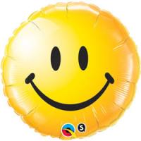 Ballon Alu Forme Ronde Impression SMILE Jaune 45cm (18)Qualatex