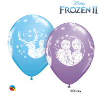 Ballon Qualatex 11 28cm impression Disney  de Frozen la Reine des Neiges 2 en poche de 6 ballons