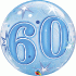 Ballon BUBBLES Qualatex 56cm de diamètre Chiffre 60 Anniversaire Bleu